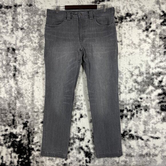 Scarcely Used Duluth Ballroom Double Flex Jeans Mens Size 36x32 Gray Work Trades - Picture 1 of 14